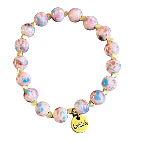 Erimish Cotton Candy Spatter Beads Stackable Stretch Bracelet - Picture 1 of 2